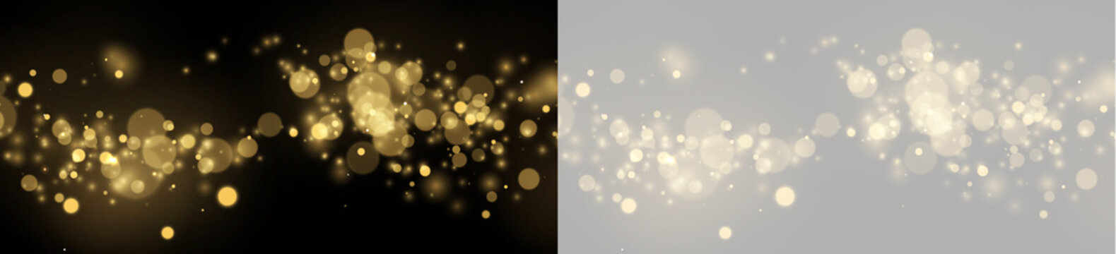 Golden bokeh lights create a soft scattering effect across a dark backdrop. These luminous circles vary in size and intensity, producing a gentle glowing atmosphere.