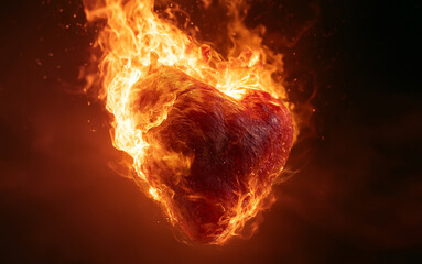 Fototapeta premium Graphic image of a heart on fire