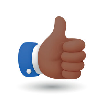3d Thumbs Up Hand Gesture, Vector Illustration. Like Symbol with Raised Thumb. Approval, Positive Feedback, Agreement, Yes, Success, Good Job, Social Media Reaction, Support and Positive Rating