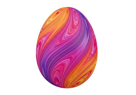 Decorative easter egg with vibrant orange and purple swirl pattern