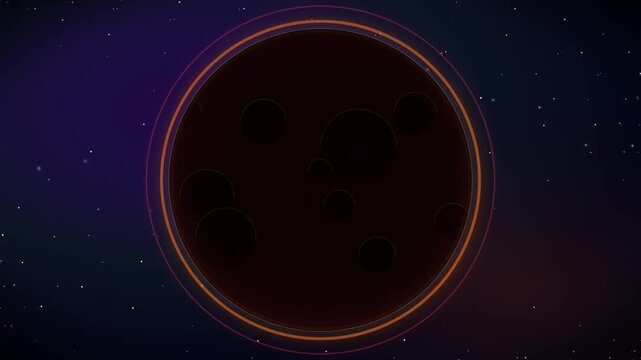 Abstract Space Background with Red Glowing Moon and Lunar Eclipse Motion