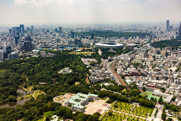 Obraz premium 東京上空の空撮写真