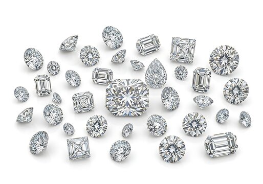 Many sparkling diamonds and gemstones of various shapes and sizes