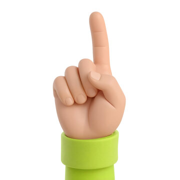 3D Cartoon Hand Pointing Index Finger Up Gesture with Green Sleeve