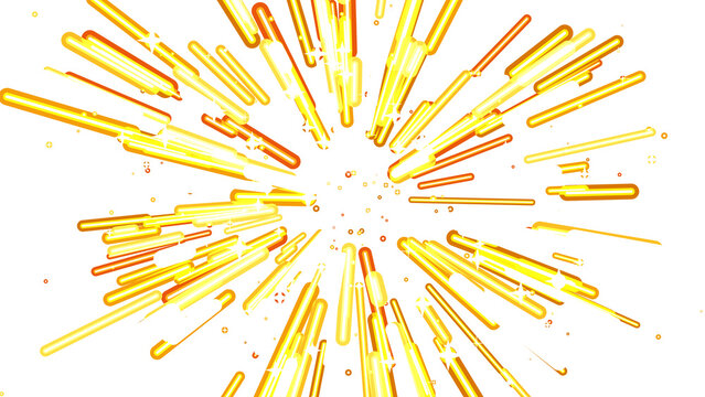 Golden yellow energy blast with white motion lines and sparkling stars for intense cinematic power effect.