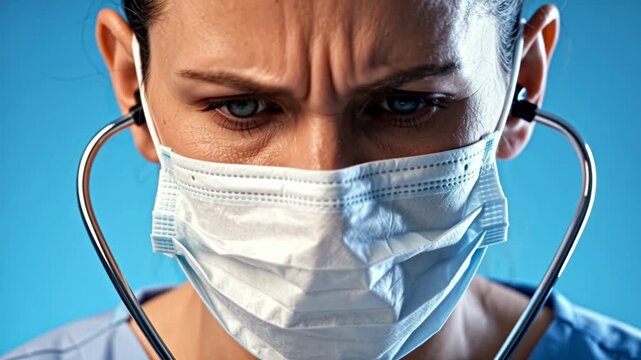 Audiologist portrait in a pale blue scrub top collar brow furr-0