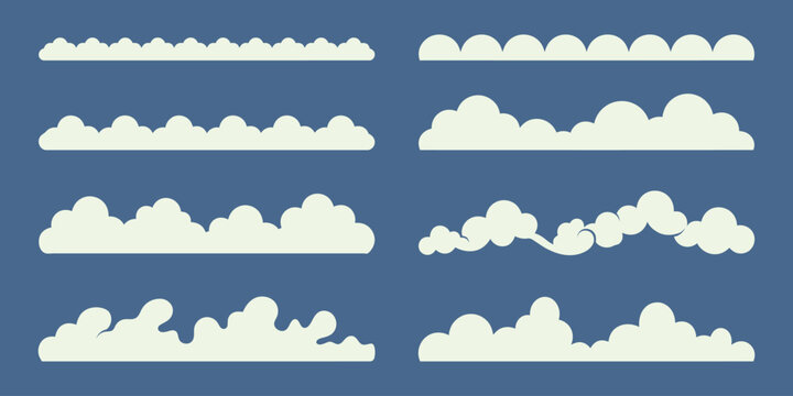 Set of cartoon cloud borders and dividers
