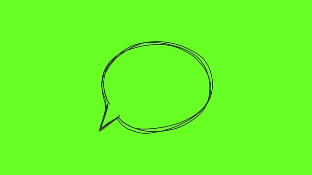 Hand Drawn Speech Bubble Animation with Wiggle Line Effect on Chroma Key Green Screen