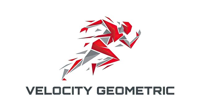 Geometric running man logo representing high speed