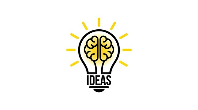 Lightbulb brain logo representing creative ideas and innovation.