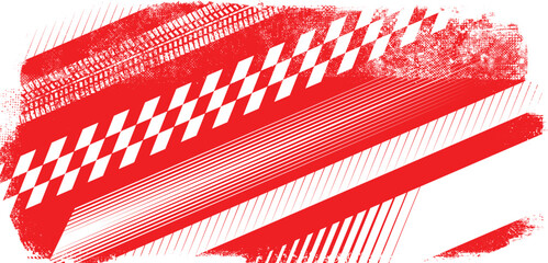 Fototapeta premium Dynamic racing background with distressed lines and asphalt texture,perfect for speed-themed creative project.Grunge racing banner with checkered pattern and tire tracks, useful for motorsport posters