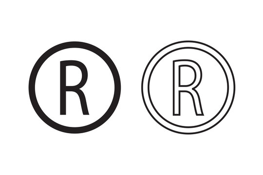 Registered Trademark Symbol Icon Set. Official Registration Mark and Corporate Rights Icons collection. Circle R Registered Mark sign.