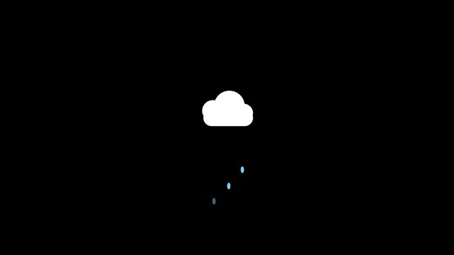 Animated cloud and rain icons with simple colorful motion, ideal for weather, forecast, apps, and video editing.
