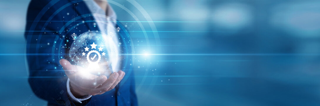 Marketing analyst holding a handheld device testing Recommendation algorithms for retail apps. Data scientist tracking customer purchase behaviors and delivering personalized shopping choices.