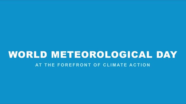 Meteorological day at the forefront of climate action title card for weather awareness and environmental awareness campaigns animation 4k