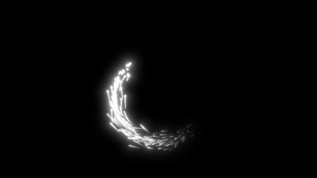 Cartoon flash explosion with circle shape, glittering doodle lights trail, magical white trail sparkles animation on black screen, magic swirl path with fairy tail glitter particles, 4K and UHD video