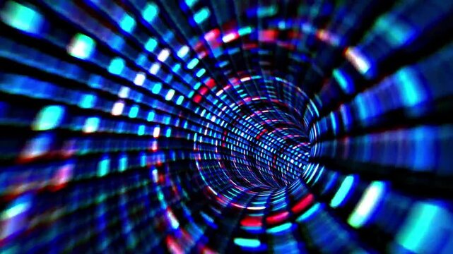 Futuristic Neon Tunnel Motion Graphic Sci-Fi Video Seamless Loop