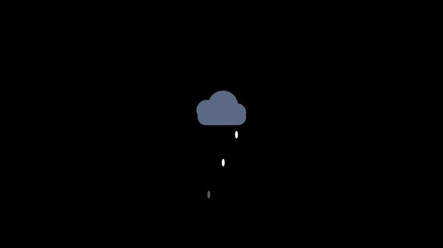 Animated cloud and rain icons with simple colorful motion, ideal for weather, forecast, apps, and video editing.