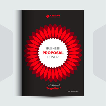 Professional business proposal cover design featuring red floral pattern