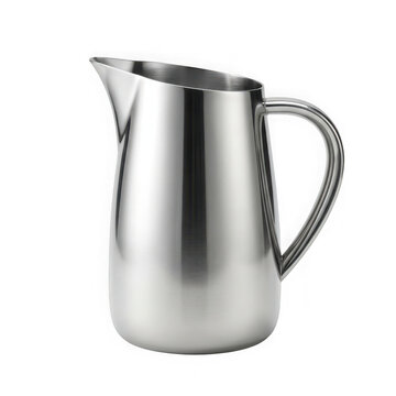 A modern stainless steel pitcher isolated on transparent background