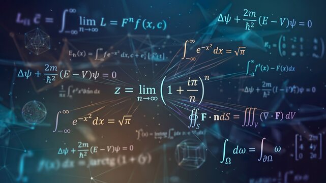 Mathematical Formulas and Equations in Abstract Background
