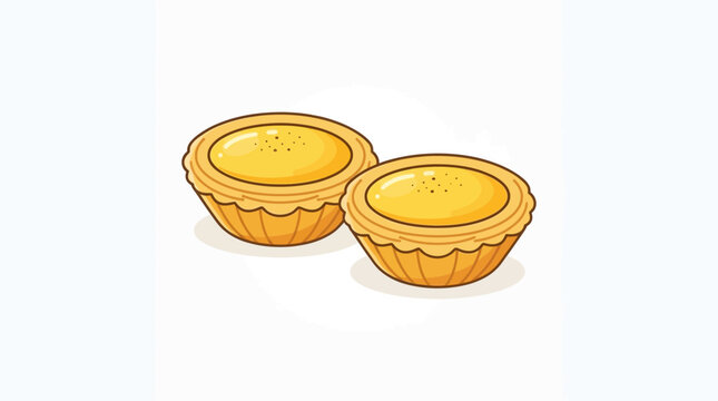 Delicious Egg Tarts Vector Illustration Isolated on White Background