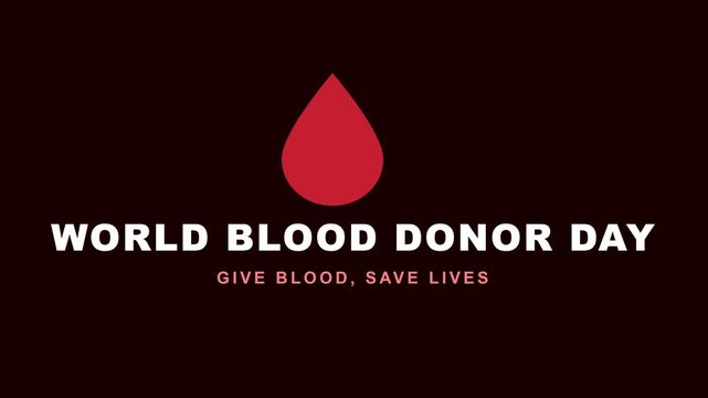 Donor day motion with red drop and give save lives text animation for healthcare awareness campaigns 4k