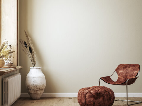 Neutral color interior inspiration, 3d render