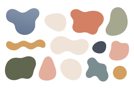collection of abstract organic shapes in muted earthy tones and soft pastels vector templates