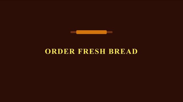 Order fresh bread animation with rolling pin for bakery marketing and online food delivery services 4k