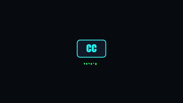 Closed captions cc with animated audio waveform for digital media and accessibility interface animation 4k