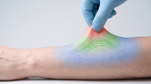 Ehlers Danlos syndrome skin hyperextensibility, medical concept showing stretchy elastic skin and connective tissue disorder
