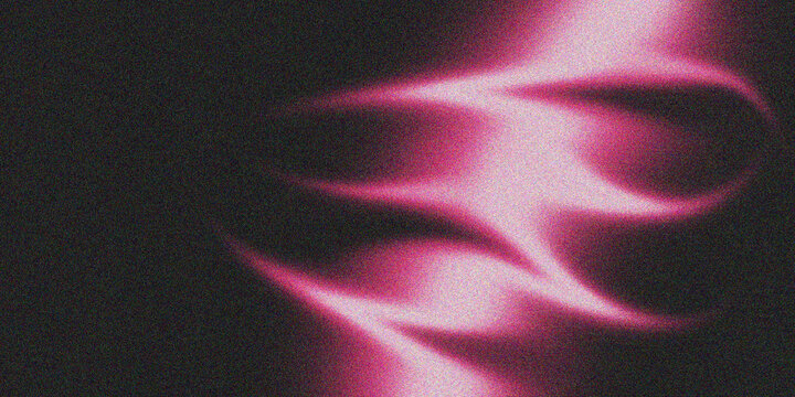 Abstract Glowing Pink Neon Wave on Dark Grainy Background