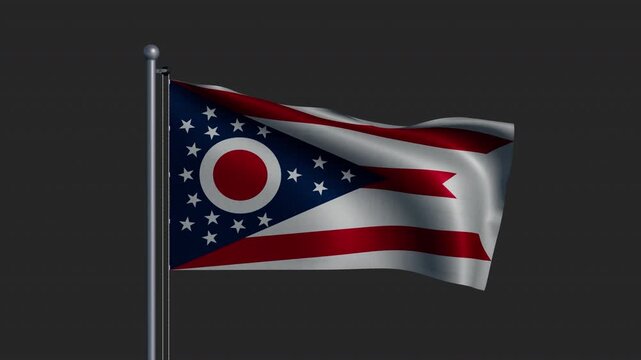 The flag of the state of Ohio fluttering in the breeze on a flagpole
