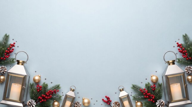 3D crissum's day abstract  background new 2026 Decorative lanterns with flowers and candles on a festive table setting isolated on transparent background, isolated on white background