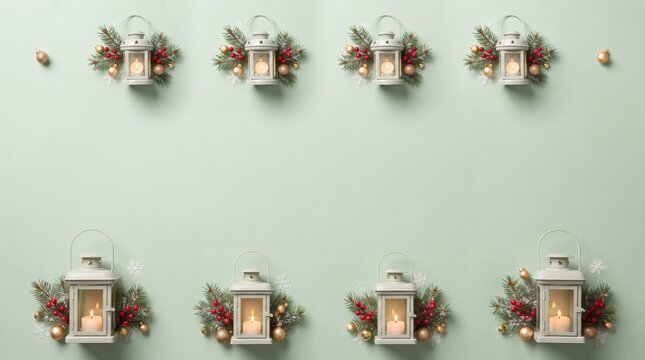 3D crissum's day abstract  background new 2026 Modern wall-mounted lantern with flowers and candlelight decoration isolated on transparent background, isolated on white background