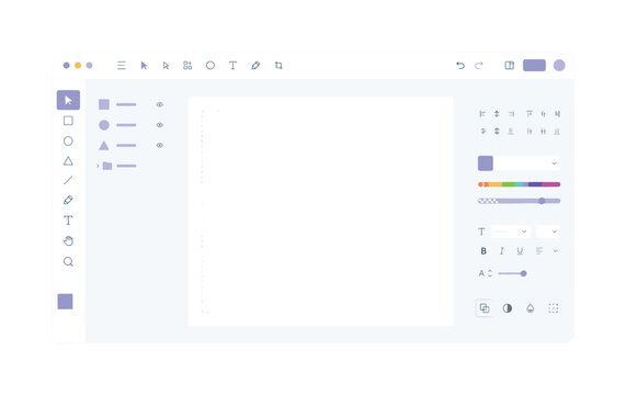 Minimalist digital design application interface with toolbar and icons