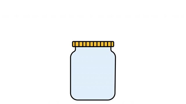 Gold Coins Falling Into Glass Jar Animation