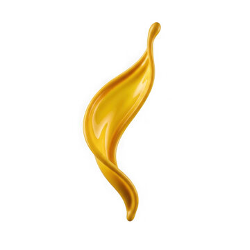 Yellow liquid splash isolated on white background for creative design and advertising.
