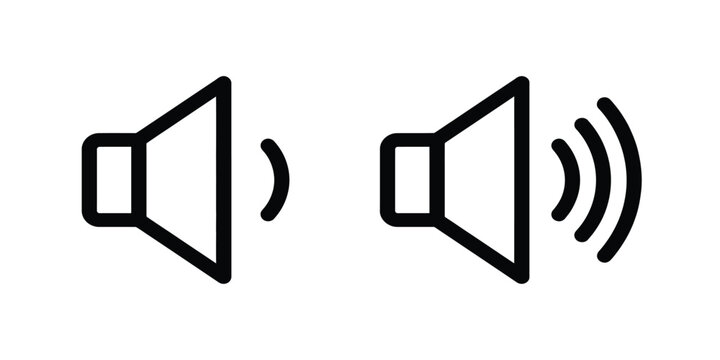 Speaker silhouette icons depicting muted and unmuted audio on transparent background