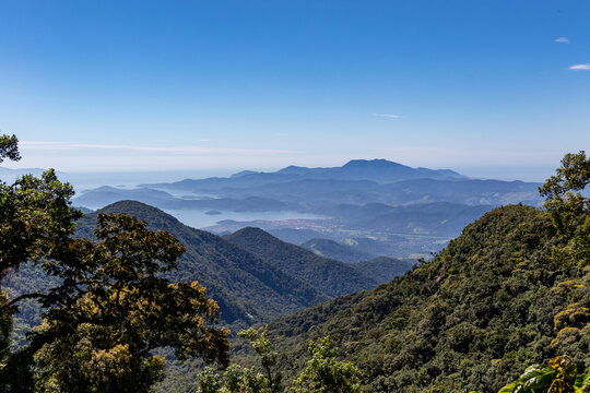 Tropical Coastal Landscape with Mountains and Island Bays