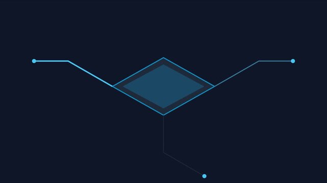 Minimalist digital diamond infographic with connecting lines for tech presentations and data visualization animation 4k