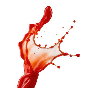 Red liquid splash isolated on white background for food and beverage advertising design