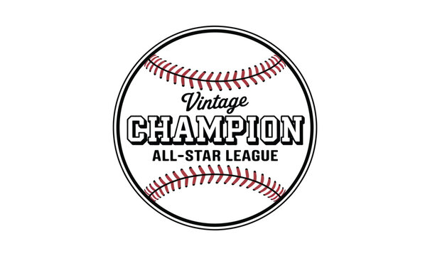 Baseball Champion All-Star League Vintage Logo Vector for Sports Team Branding and T-shirt Design
