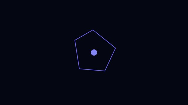 Minimalist geometric pentagon shape animation with pulsing center point on dark 4k background motion