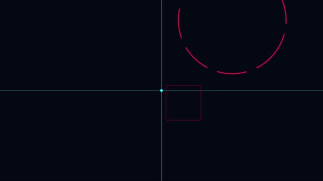 Minimalist hud target interface with rotating circular scan and square focus box animation 4k heads-up display