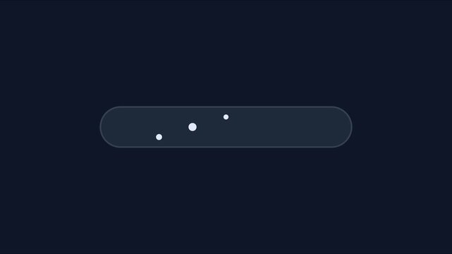 Minimalist loading animation with pulsing dots in rounded ui container for digital interface 4k