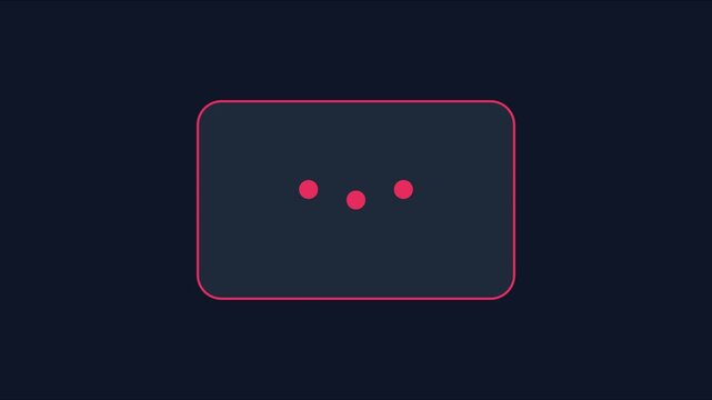 Minimalist loading animation with pink dots and rounded rectangle frame 4k progress waiting interface