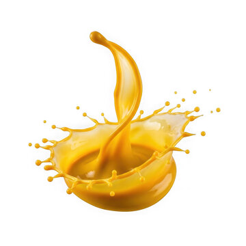 Orange juice splash isolated on white background, dynamic liquid fruit drink wave