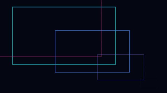 Neon geometric rectangles motion animation 4k background, with glowing lines, and abstract shapes